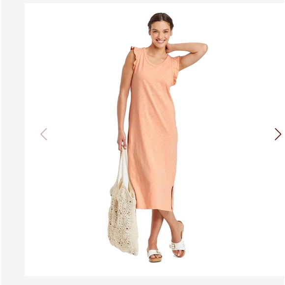 Women’s Good Threads Frilled Sleeved Long Dress, Peach, Sz XS - Picture 1 of 4
